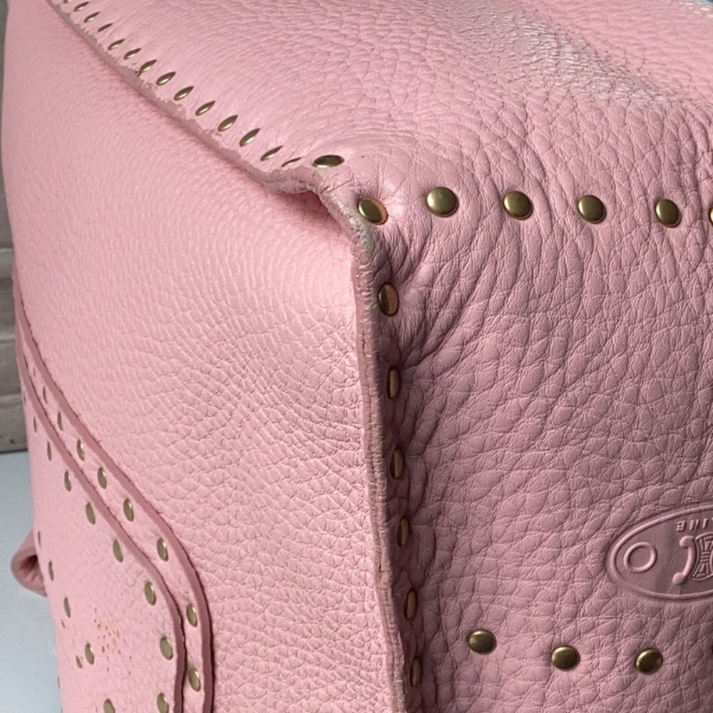 AUTHENTIC CELINE PINK LEATHER BOOGIE TOTE SATCHEL BAG GROMMET EMBELLISHED - Picture 15 of 15